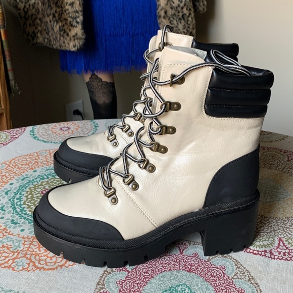 Michael Shannon Shoes - Michael By Michael Shannon NATACHA Faux Leather Platform Moto Combat Boots 8.5